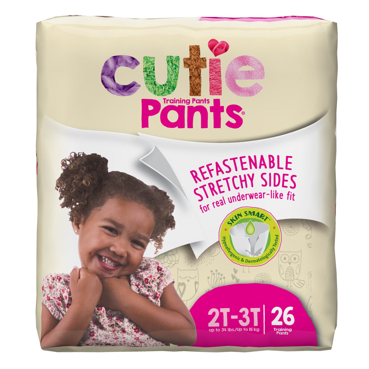 Female Toddler Training Pants Cutie Pants Size 2T to 3T Disposable Heavy Absorbency