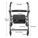 4 Wheel Rollator McKesson Silver Adjustable Height / Folding Aluminum Frame