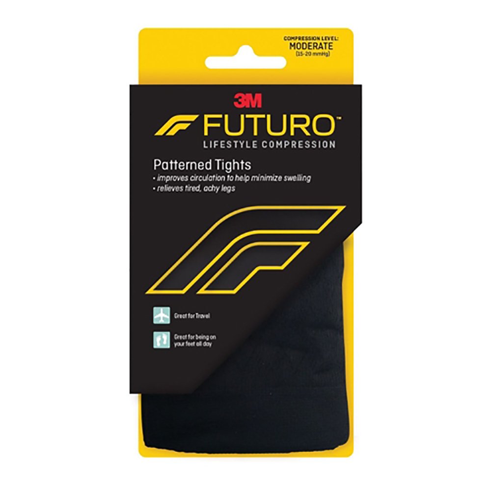 Compression Pantyhose 3M Futuro Pattern Waist High Medium Black Closed Toe