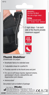 Thumb Stabilizer Mueller Sport Care Adult One Size Fits Most D-Ring / Hook and Loop Strap Closure Left Hand Black