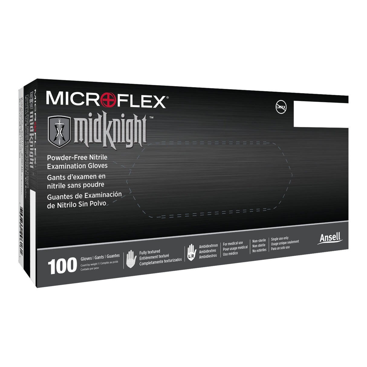 Exam Glove MICROFLEX MidKnight 2X-Large NonSterile Nitrile Standard Cuff Length Fully Textured Black Fentanyl Tested