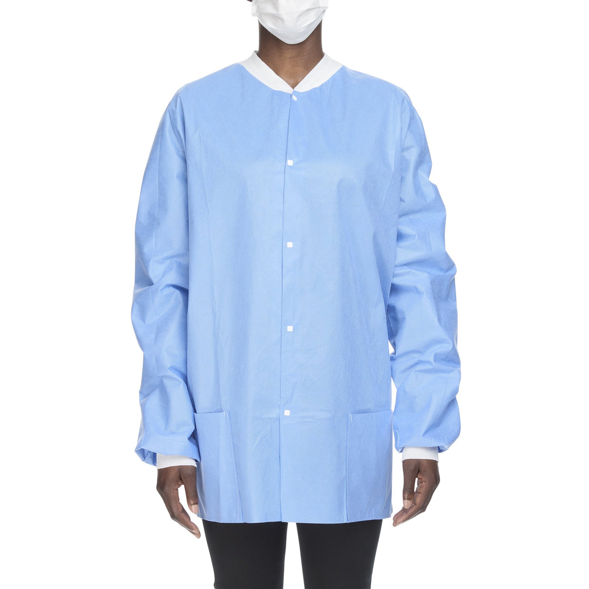 Lab Jacket Blue X-Large Hip Length 3-Layer SMS Disposable