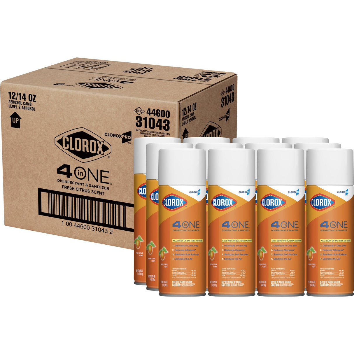 CloroxPro Clorox 4 in One Surface Disinfectant / Sanitizer Alcohol Based Aerosol Spray Liquid 14 oz. Can Citrus Scent NonSterile