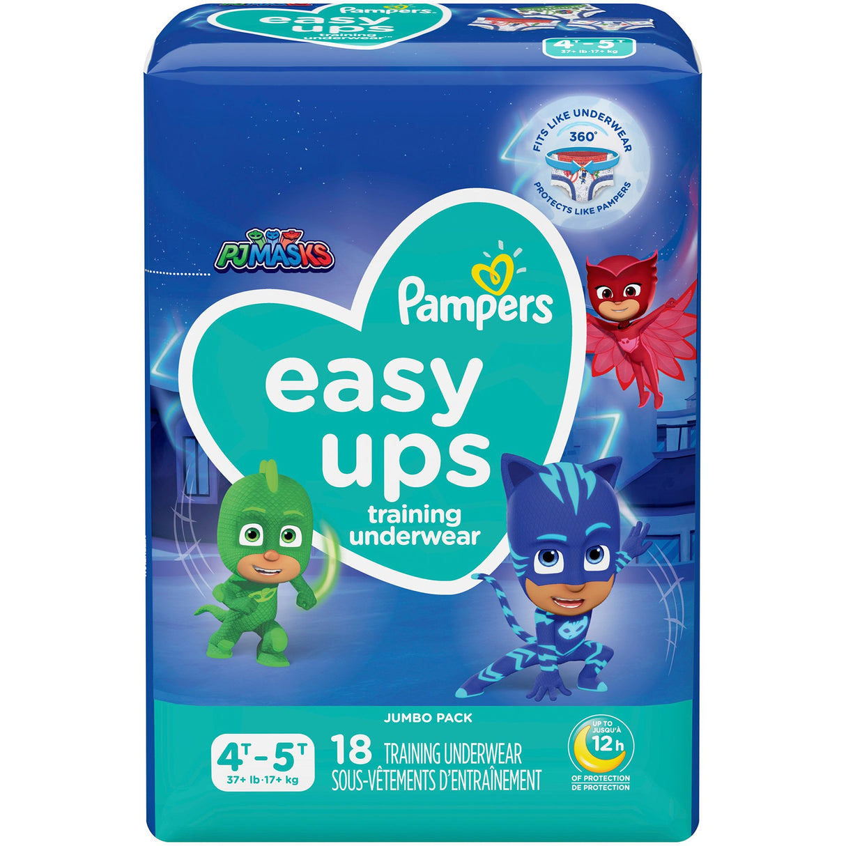 Male Toddler Training Pants Pampers Easy Ups Pull On with Tear Away Seams Size 4T to 5T Disposable Moderate Absorbency