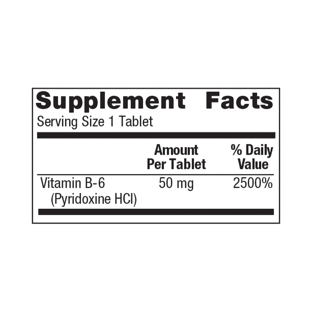 Vitamin Supplement Geri-Care Vitamin B6 50 mg Strength Tablet 100 per Bottle