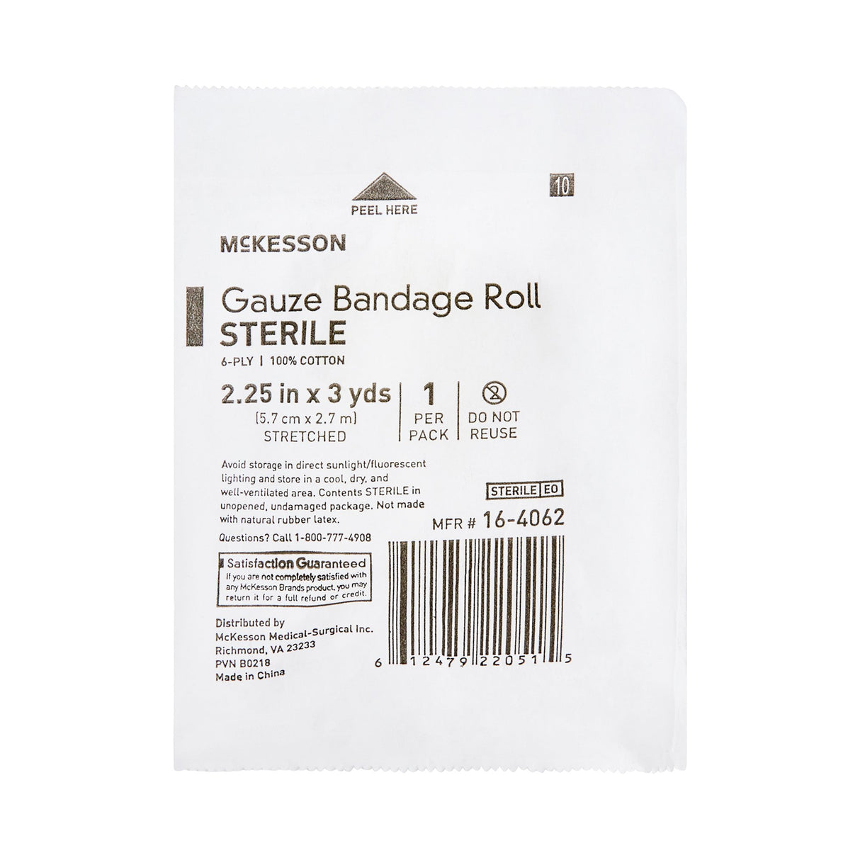 Fluff Bandage Roll McKesson 2-1/4 Inch X 3 Yard 6-Ply Sterile 1 per Pouch
