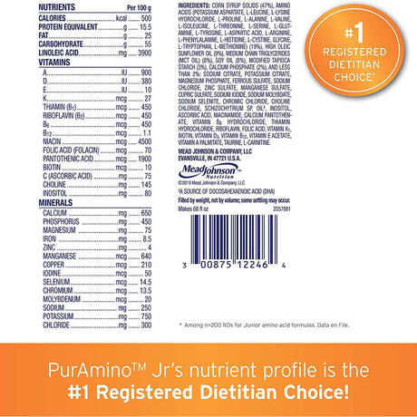 Pediatric Oral Supplement PurAmino Jr Unflavored 14.1 oz. Can Powder Amino Acid Cow's Milk Allergy