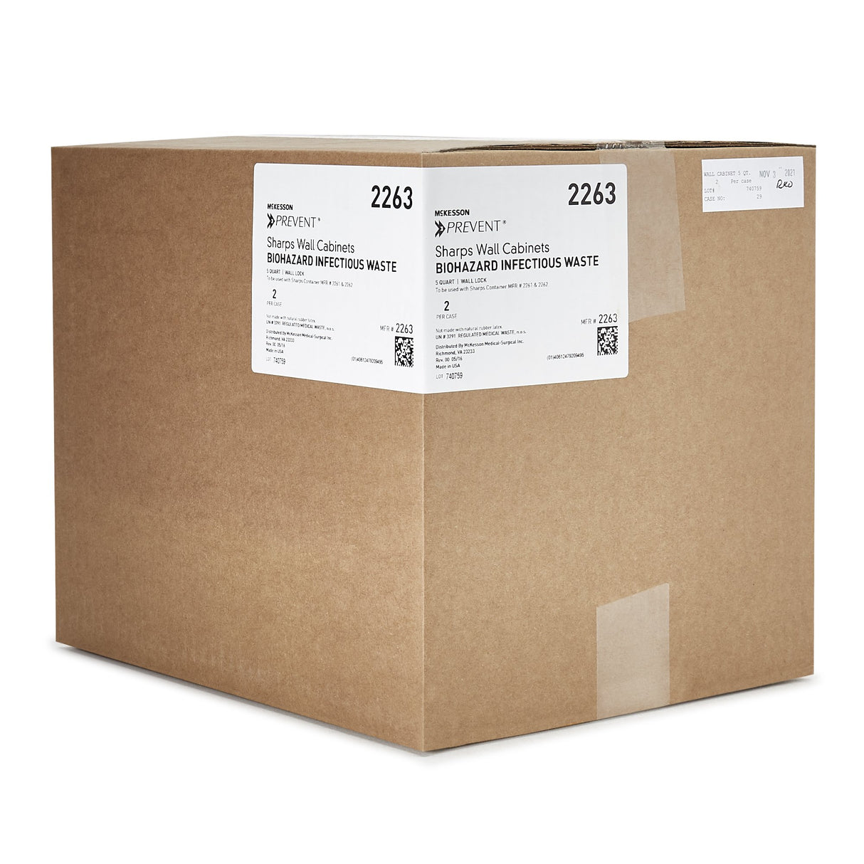 Sharps Container Cabinet / Wall Enclosure McKesson Prevent High Impact Polystyrene Wall Mount Locking