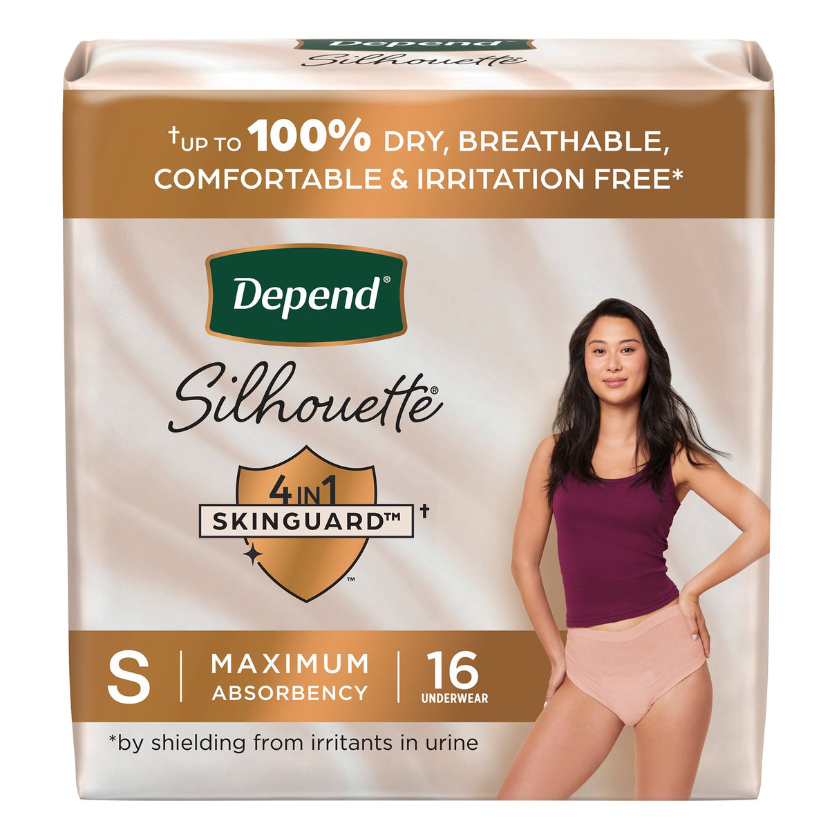 Female Adult Absorbent Underwear Depend Silhouette Waistband Style Small Disposable Heavy Absorbency