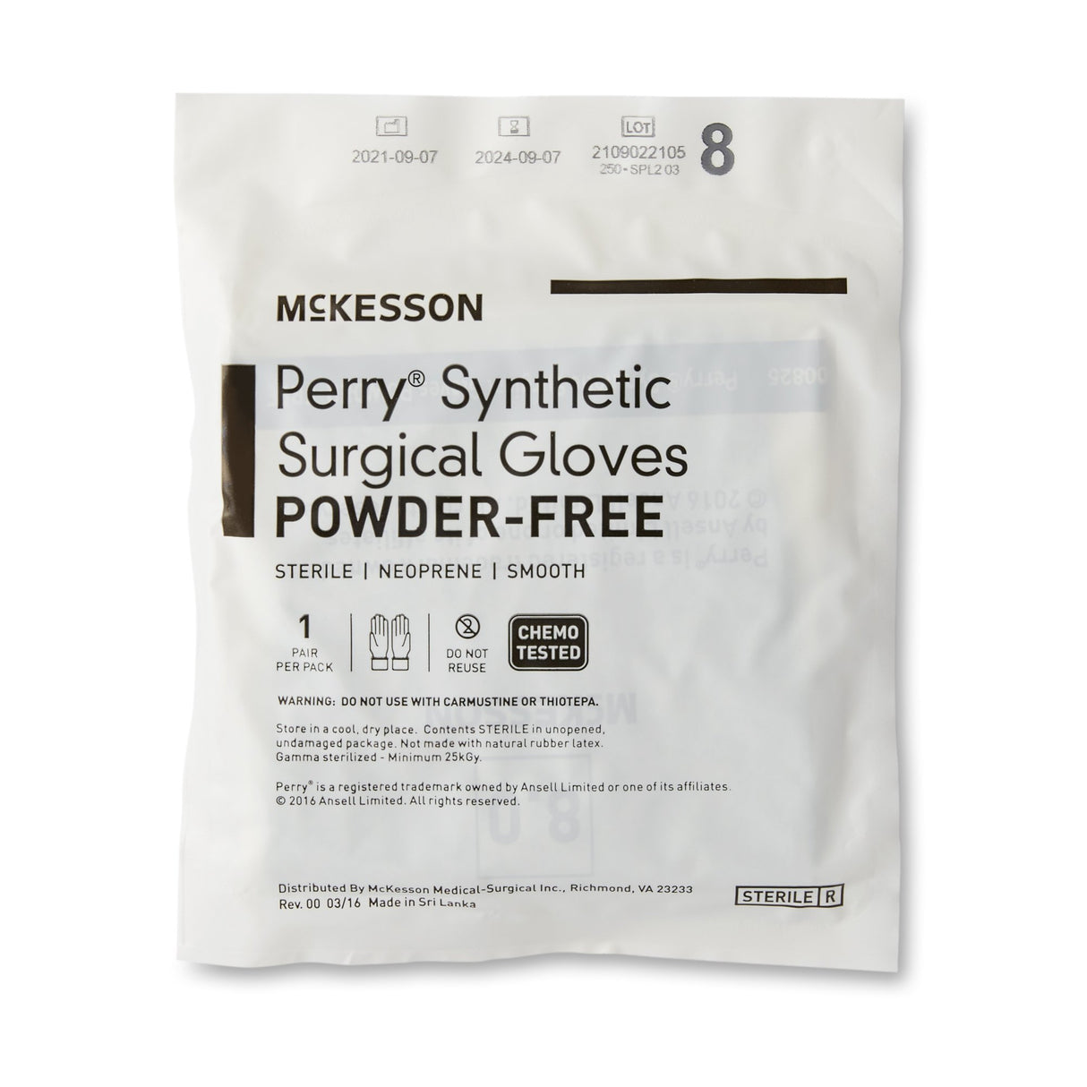 Surgical Glove McKesson Perry Performance Plus Size 8 Sterile Polychloroprene Standard Cuff Length Smooth Dark Green Chemo Tested