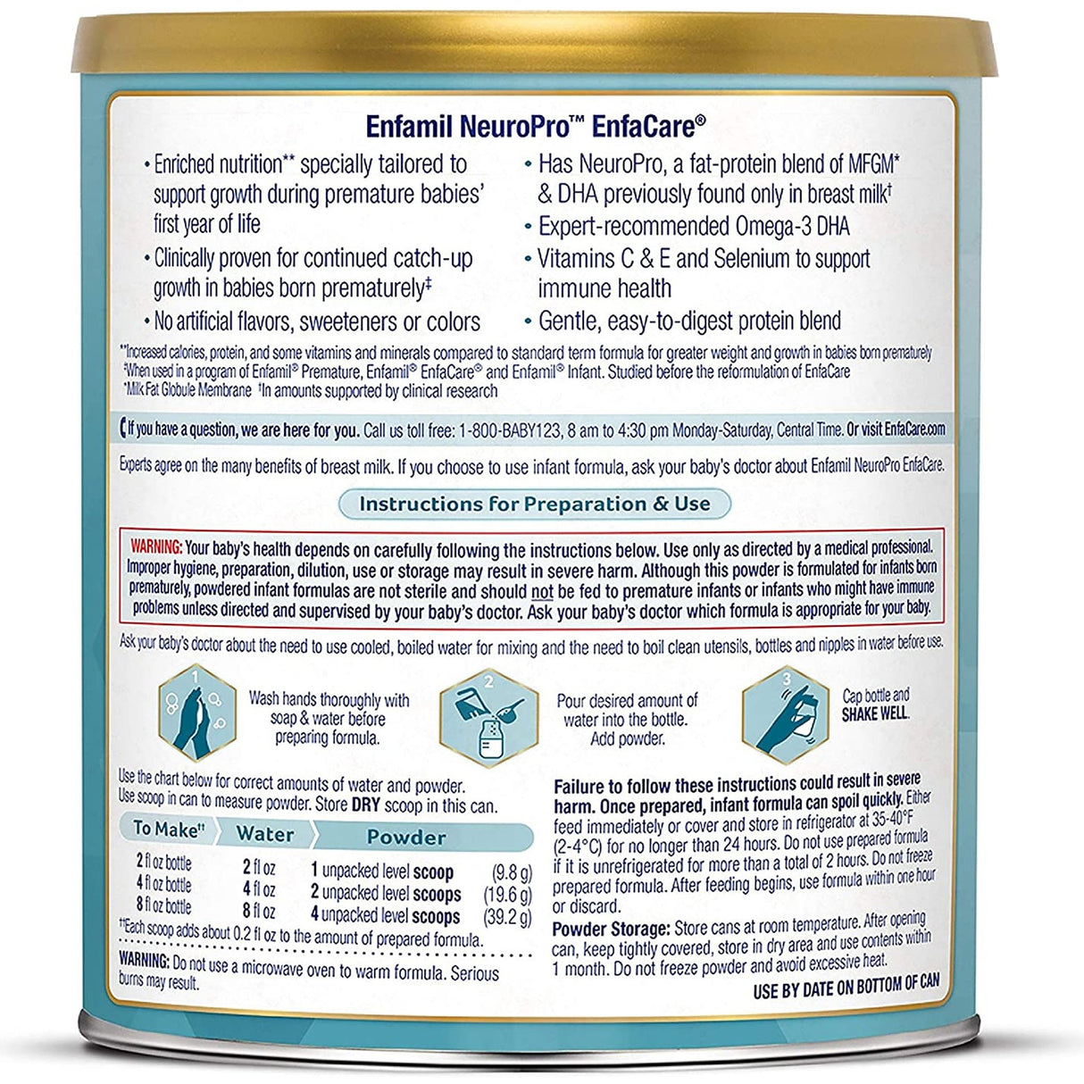 Infant Formula Enfamil NeuroPro EnfaCare Unflavored 13.6 oz. Can Powder Milk-Based Premature