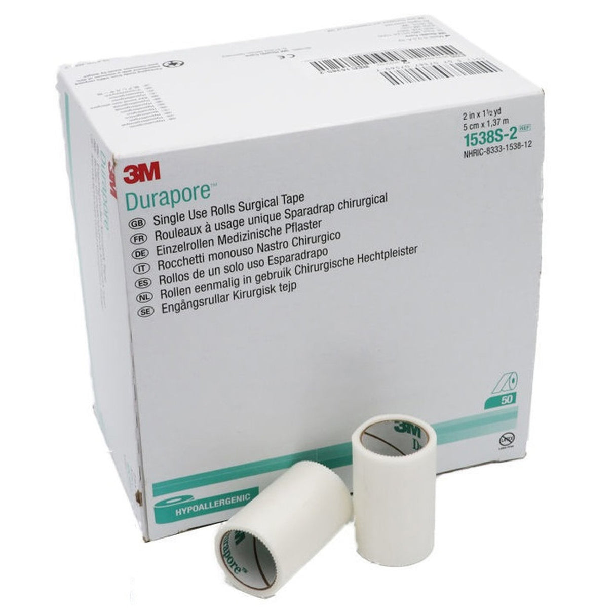 Medical Tape 3M Durapore White 2 Inch X 1-1/2 Yard Silk-Like Cloth NonSterile