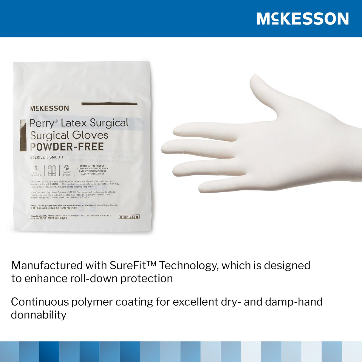 Surgical Glove McKesson Perry Size 9 Sterile Latex Standard Cuff Length Smooth Cream Not Chemo Approved