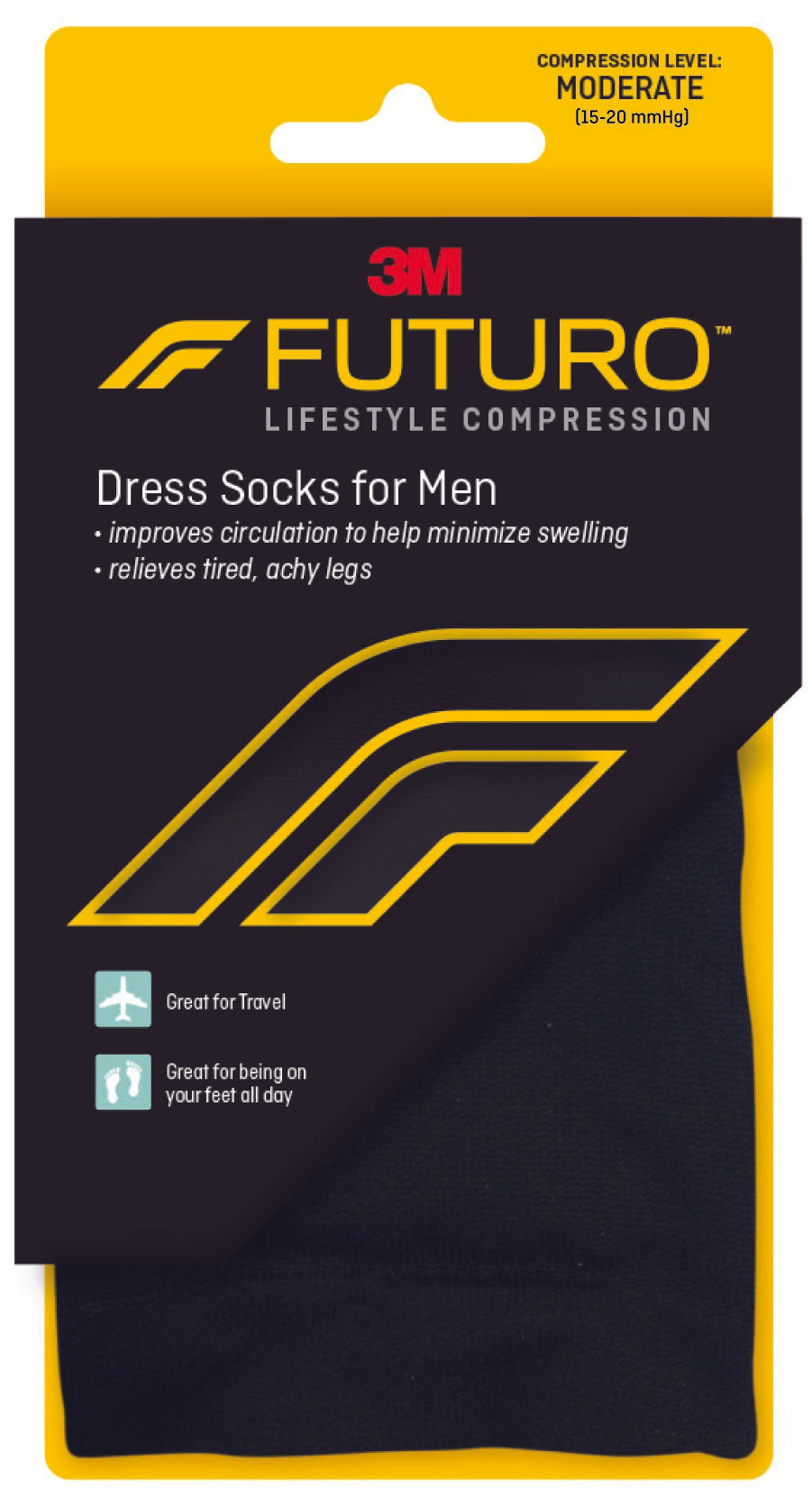Compression Socks 3M Futuro Revitalizing Over the Calf Medium Black Closed Toe