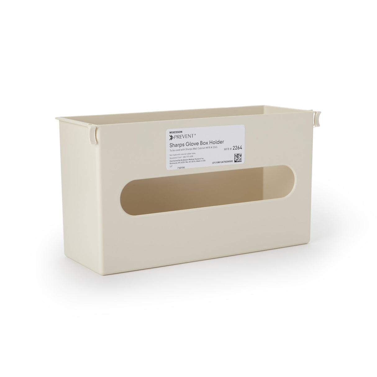 Glove Box Holder McKesson Prevent Vertical Mounted 1-Box Capacity Putty 3-7/8 X 6-1/2 X 11 Inch Plastic