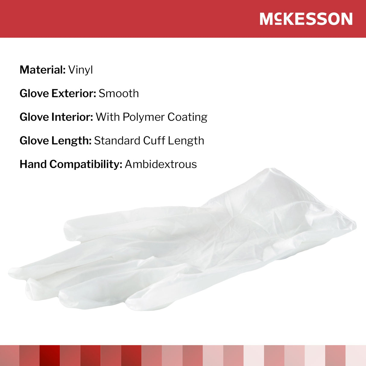 Exam Glove McKesson Medium NonSterile Vinyl Standard Cuff Length Smooth Clear Not Rated