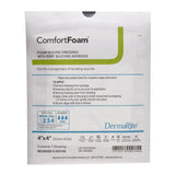 Foam Dressing ComfortFoam 4 X 4 Inch Without Border Film Backing Silicone Face Square Sterile