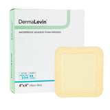 Foam Dressing DermaLevin 4 X 4 Inch With Border Waterproof Backing Hydrocolloid Adhesive Square Sterile