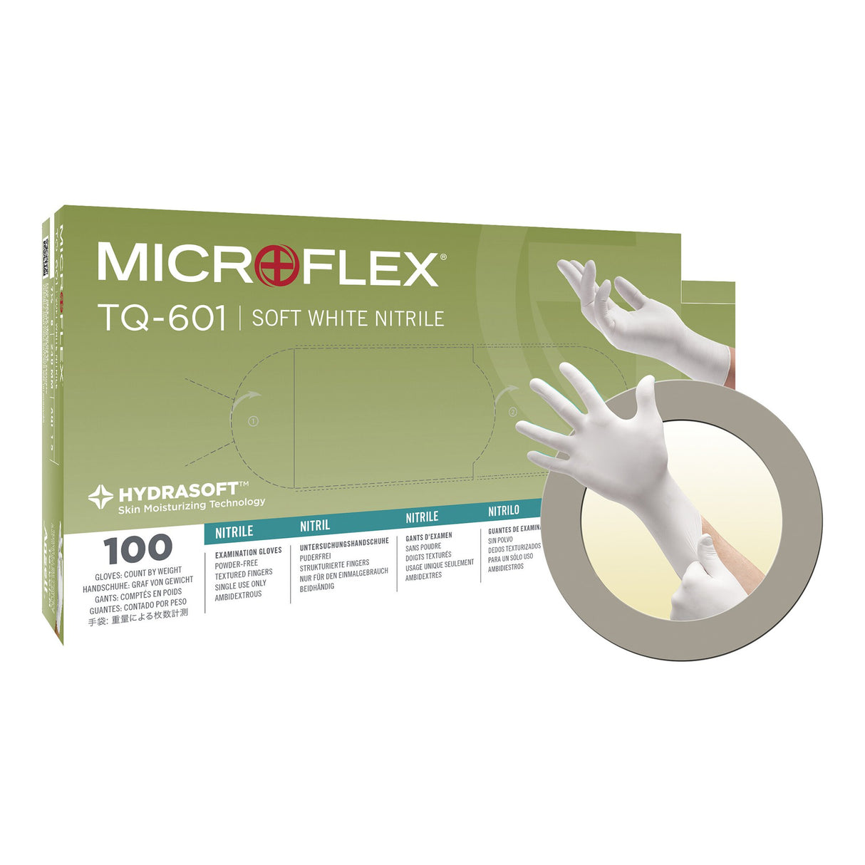 Exam Glove Soft White Nitrile* X-Small NonSterile Nitrile Standard Cuff Length Textured Fingertips White Not Rated