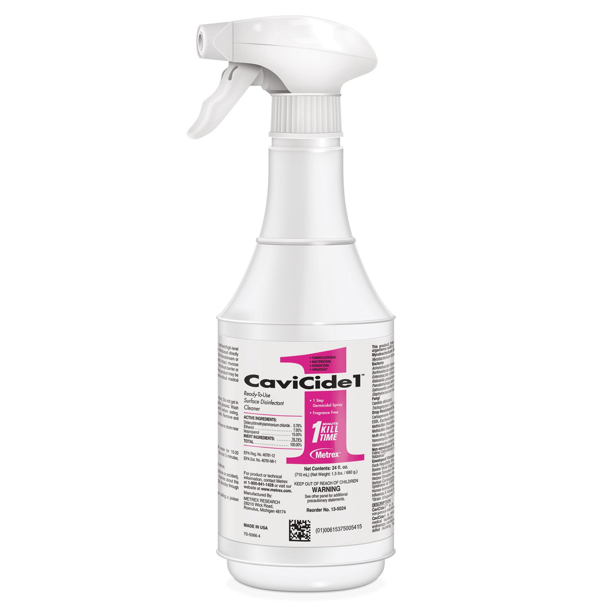CaviCide1 Surface Disinfectant Cleaner Alcohol Based Pump Spray Liquid 24 oz. Bottle Alcohol Scent NonSterile