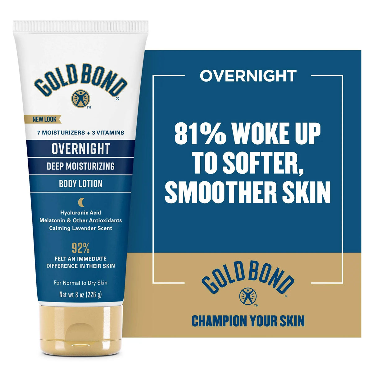 Hand and Body Moisturizer Gold Bond Overnight 8 oz. Tube Lavender Scent Lotion