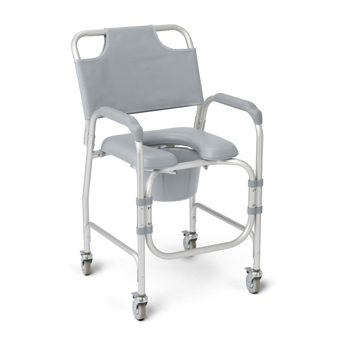 Chaises percées de douche rembourrées en aluminium Medline avec roulettes