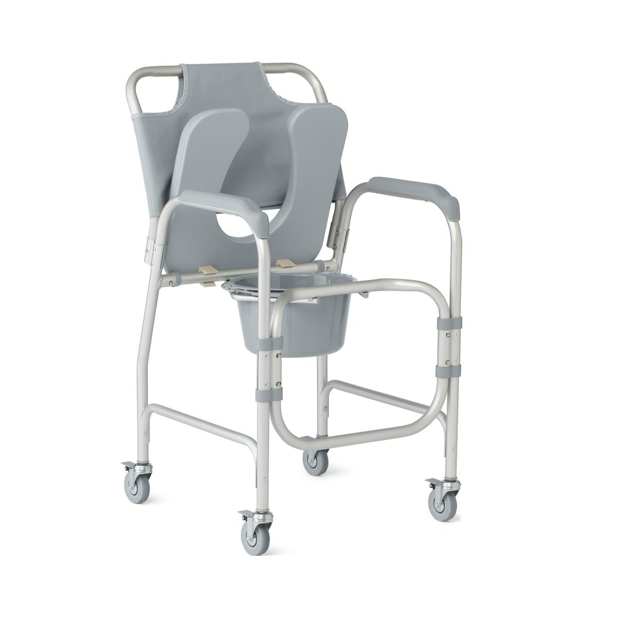 Chaises percées de douche rembourrées en aluminium Medline avec roulettes