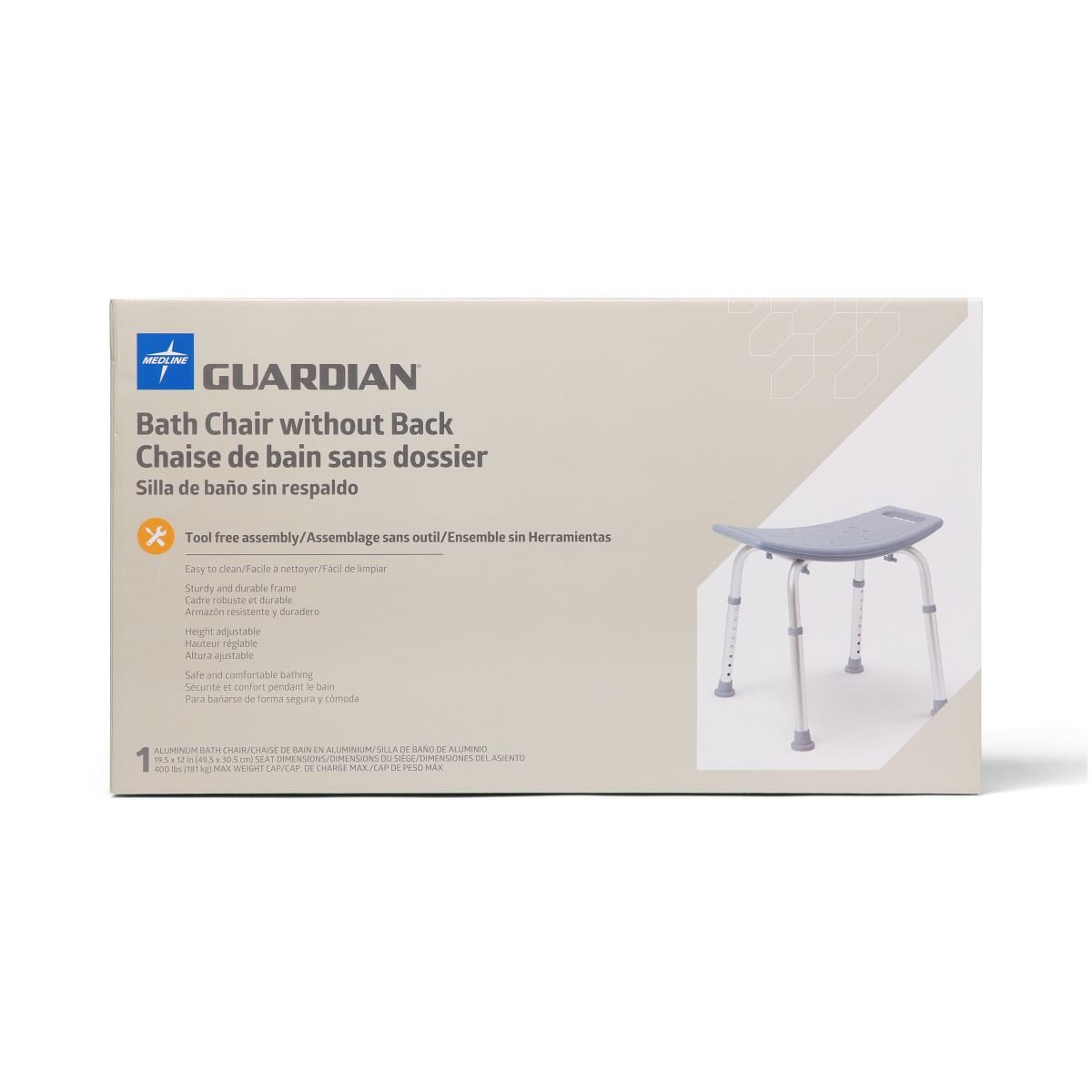 Chaise/banc de douche Medline Guardian sans dossier