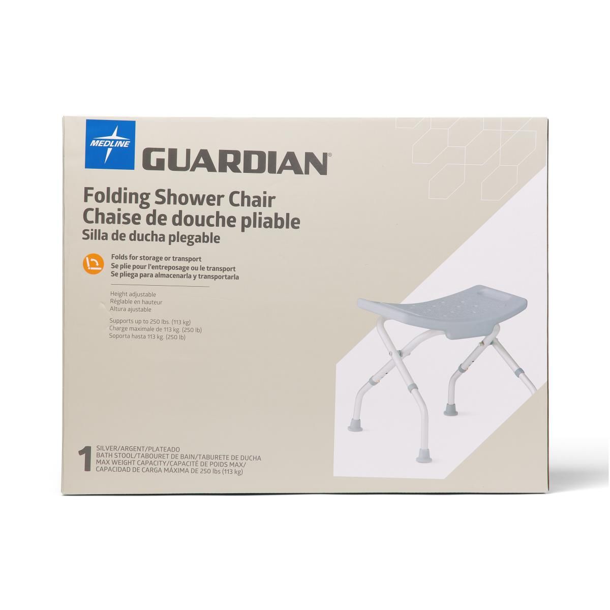 Silla/banco de ducha plegable Guardian de Medline sin respaldo