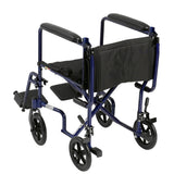 Silla de ruedas ligera para transporte, asiento de 17", color azul