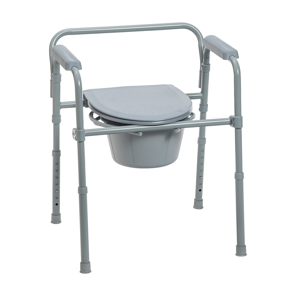 Commode de chevet pliante en acier avec siège profond, gris