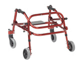 Andador posterior ligero Nimbo 2G con asiento, tamaño extra pequeño, color rojo castillo