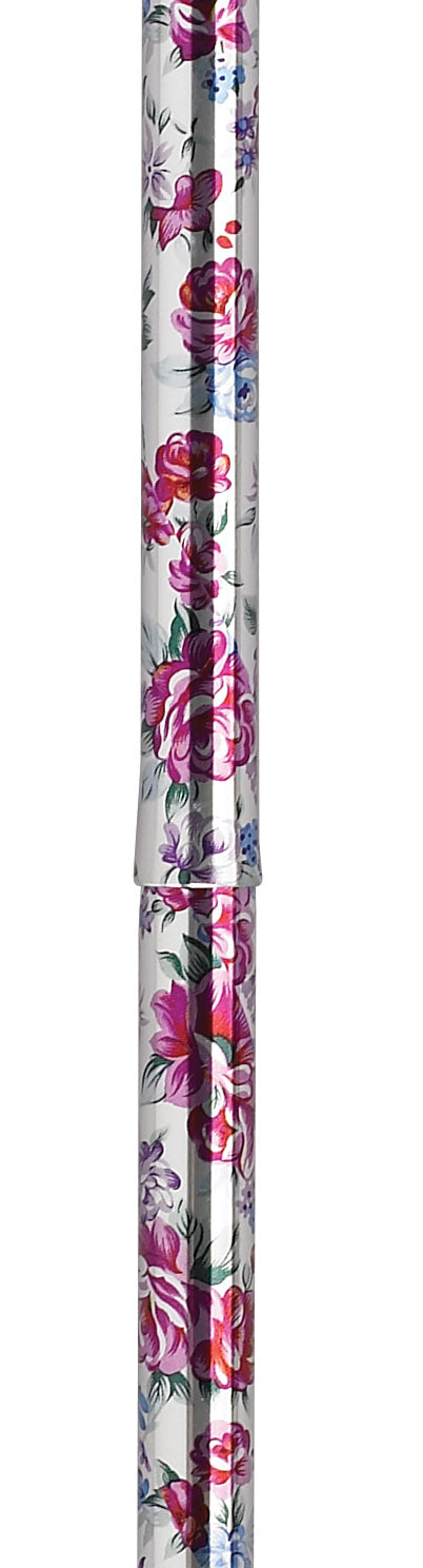 Lightweight Adjustable Folding Cane with T Handle, Black Floral