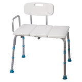 Adjustable Bath and Shower Transfer Bench with Reversible Backrest, Off White