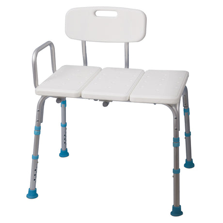 Adjustable Bath and Shower Transfer Bench with Reversible Backrest, Off White