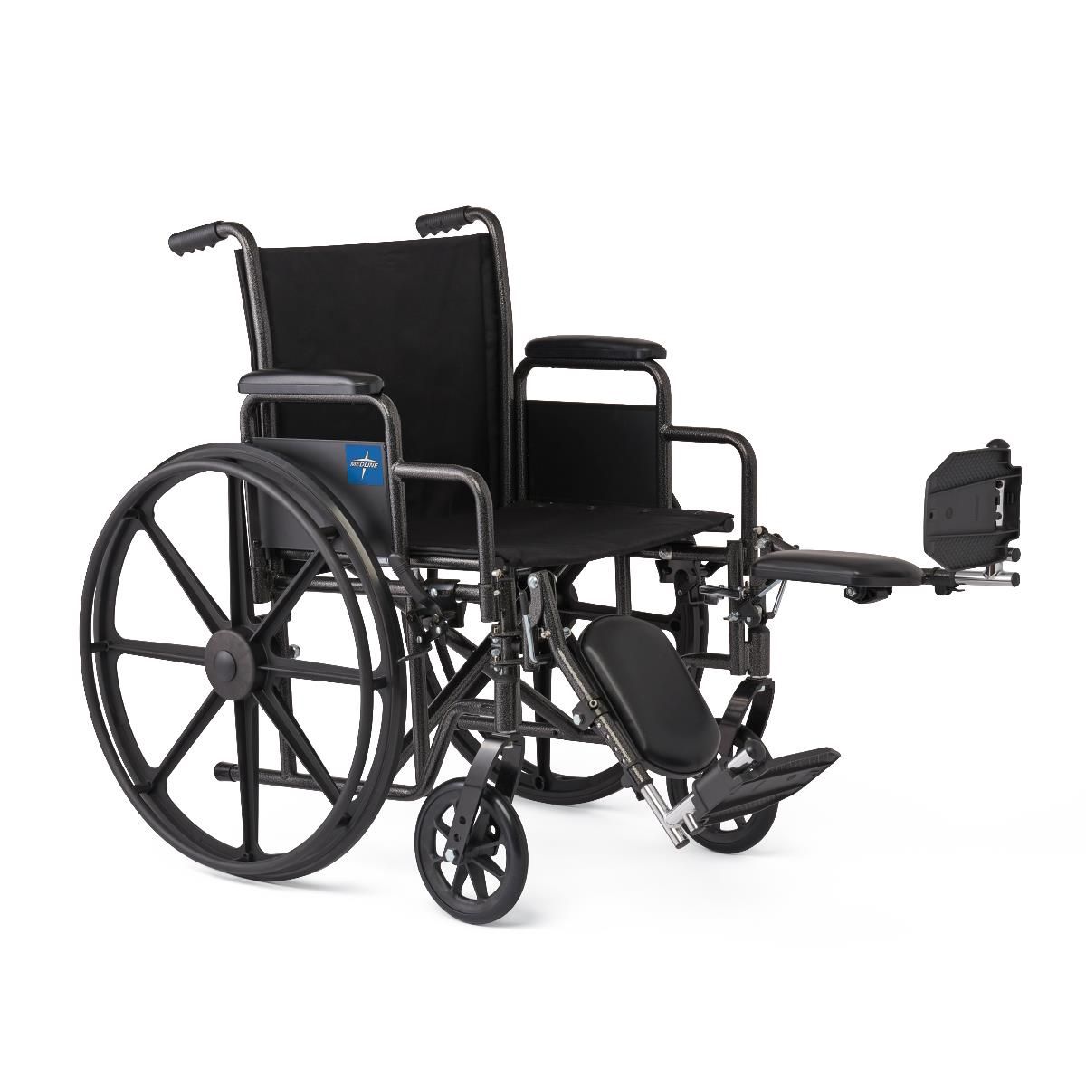 Fauteuil roulant Medline Guardian K1 avec accoudoirs et jambes surélevées, siège de 16 pouces