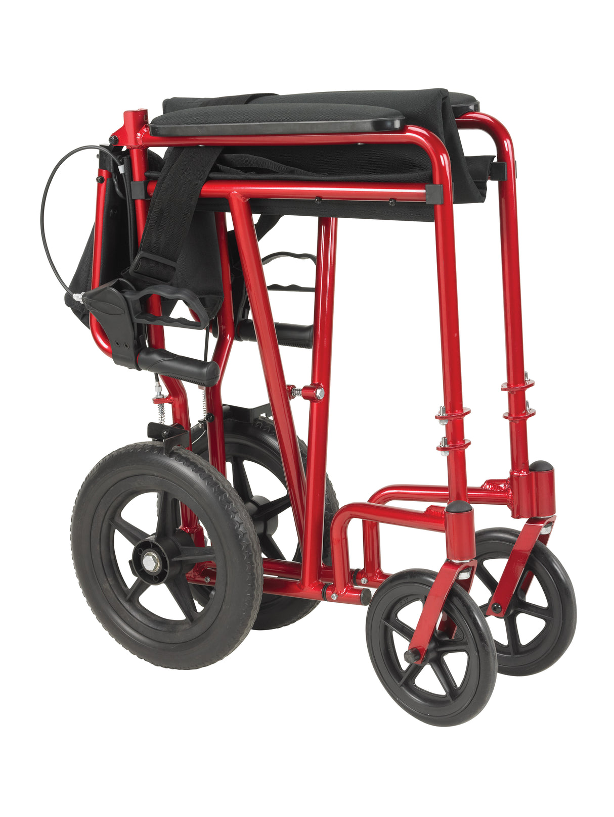 Fauteuil roulant de transport léger avec freins à main, bleu