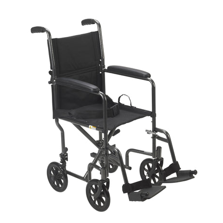 Fauteuil roulant de transport léger en acier, accoudoirs fixes, siège de 19 po