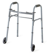 2-Button Folding Basic Steel Junior Walker with 5" Wheels (Pack of 4)