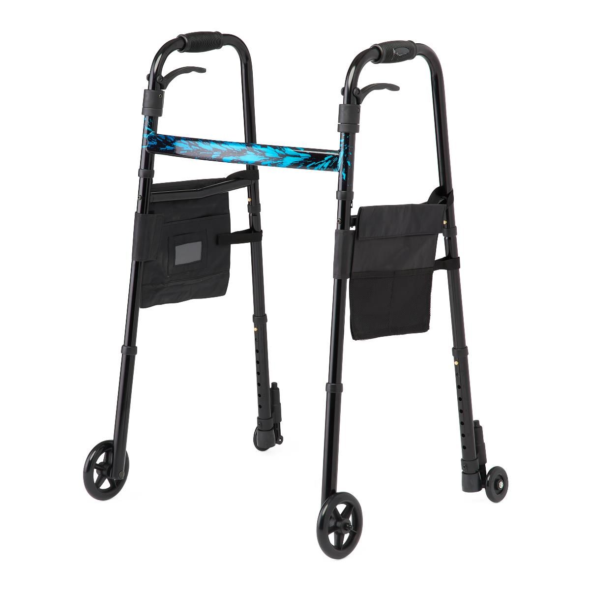 Medline Folding Trigger Walker with 5in Wheels