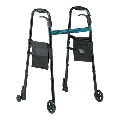 Medline Folding Trigger Walker with 5in Wheels