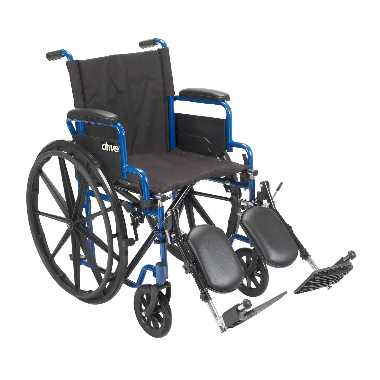 Fauteuil roulant Blue Streak avec accoudoirs rabattables, repose-jambes relevables, siège de 18 po