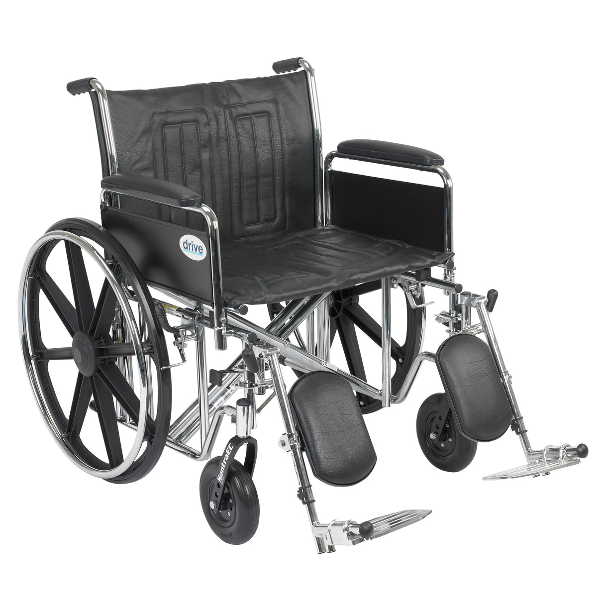 Sentra EC Heavy Duty Wheelchair, Detachable Full Arms, Elevating Leg Rests, 24" Seat