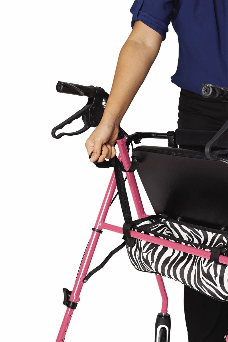 Medline Deluxe Posh Pink Zebra Rollator