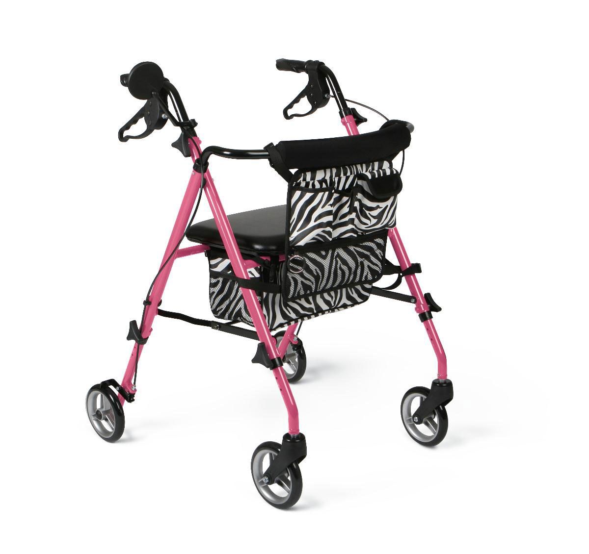 Medline Deluxe Posh Pink Zebra Rollator