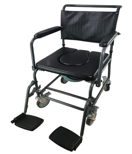 Padded Steel Commode Chair with Wheels II