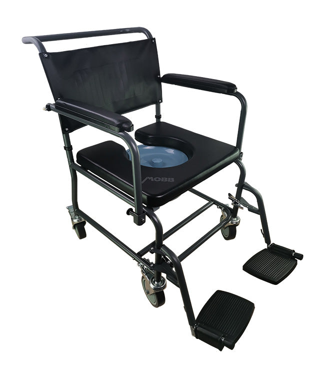 Padded Steel Commode Chair with Wheels II