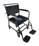 Padded Steel Commode Chair with Wheels II