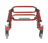 Andador posterior ligero Nimbo 2G con asiento, tamaño extra pequeño, color rojo castillo