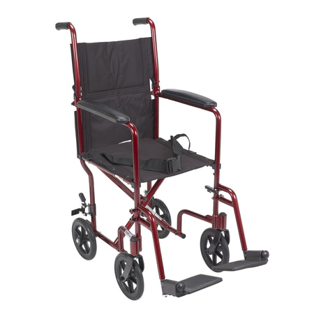 Fauteuil roulant de transport léger, siège 19", rouge